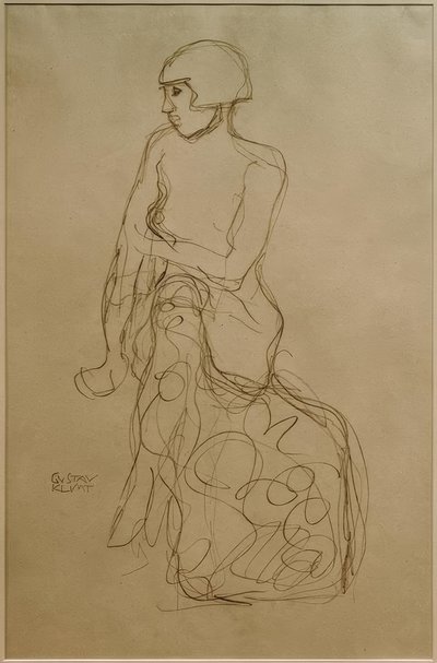 左半分に座って 作： Gustav Klimt