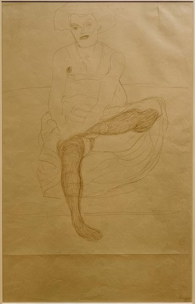 正面から座っている女性のヌード 作： Gustav Klimt