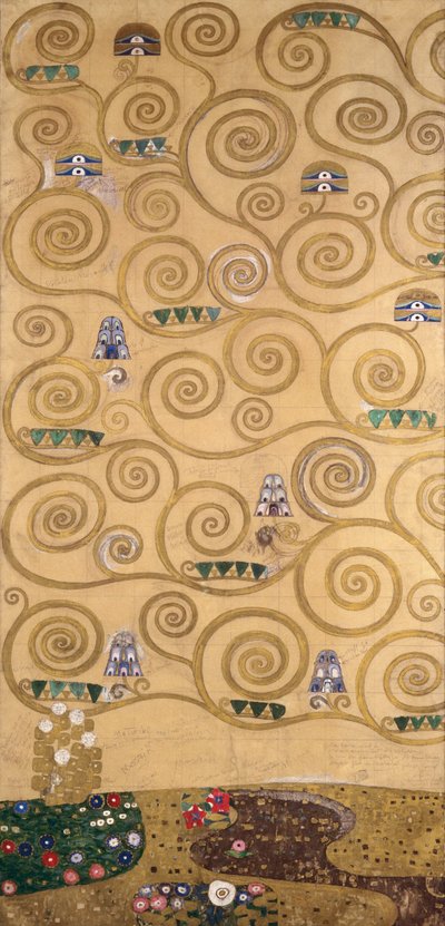 ベルギー、ブリュッセルのストクレ宮フリーズのスケッチ（紙に水彩、鉛筆画） 作： グスタフ・クリムト