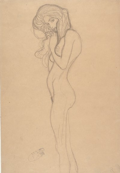ベートーベンフリーズのための立っている女性のヌード研究、1901。 作： Gustav Klimt