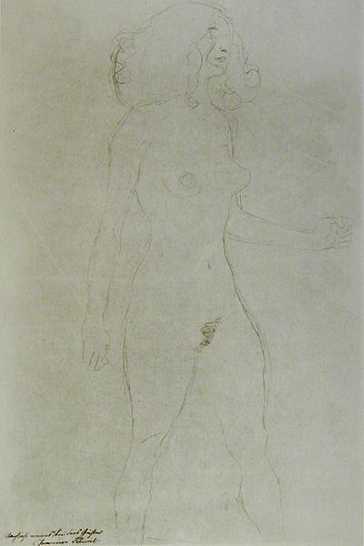 スタンディングヌード（紙に鉛筆）（モノクロ写真 作： Gustav Klimt