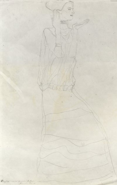 両手を挙げて立つ女性 作： Gustav Klimt