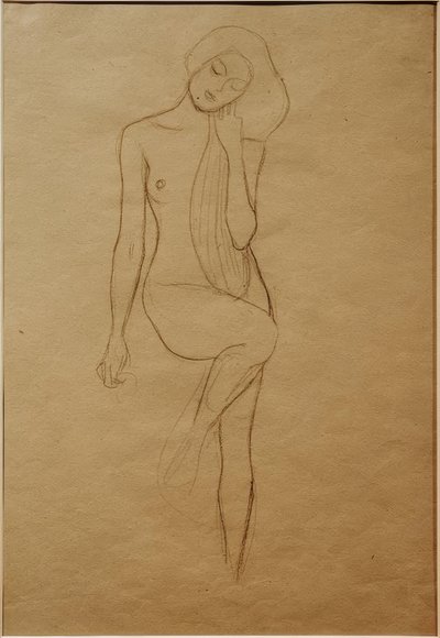 右足を上げた立っているヌードの女性 作： Gustav Klimt