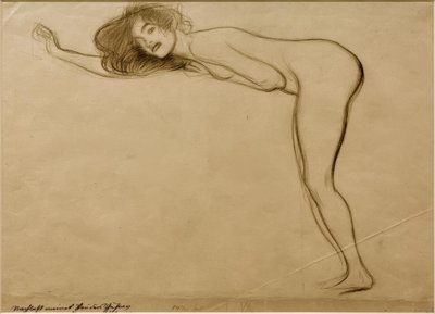 体を左に傾けて立っているヌード 作： Gustav Klimt