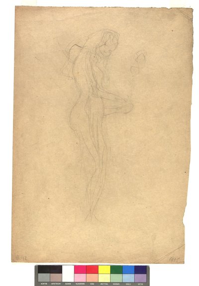 Stehender weiblicher Akt im Profil nach rechts 作： グスタフ・クリムト