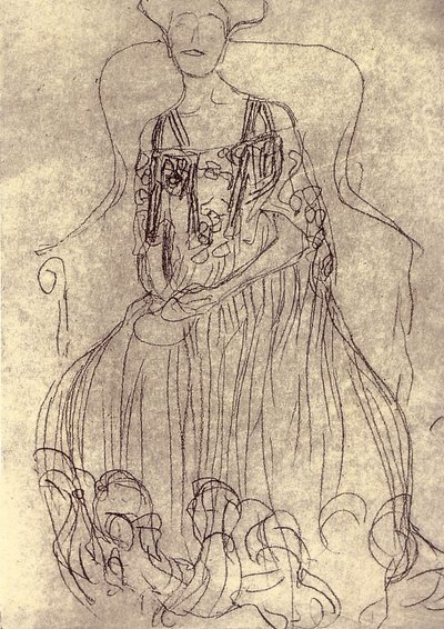 絵画の肖像画アデルブロッホバウアーIのための研究 作： Gustav Klimt