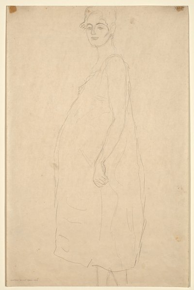 着飾った妊婦の習作 1915-16年頃 シミリ和紙に鉛筆 作： Gustav Klimt