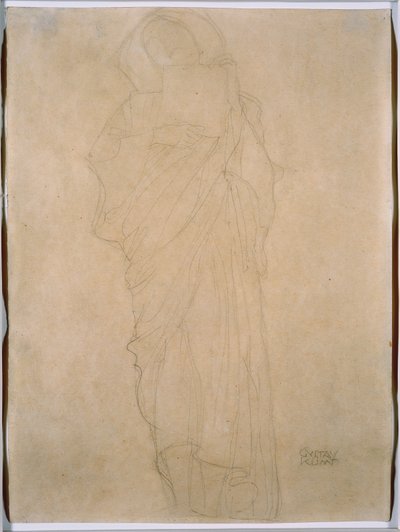 法律学」のための女性の習作 1903年頃（紙に黒鉛彩色） 作： Gustav Klimt