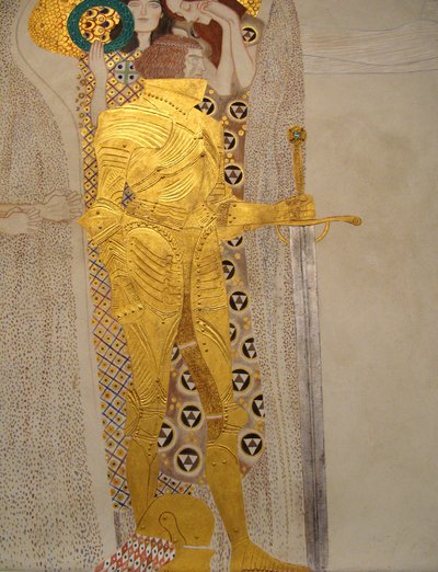 ベートーヴェンフリーズ、詳細：輝く鎧の騎士 作： Gustav Klimt