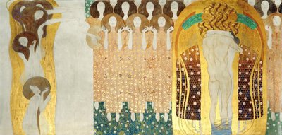 ベートーベンフリーズ、詳細：芸術、楽園の合唱、抱擁、1902 作： Gustav Klimt