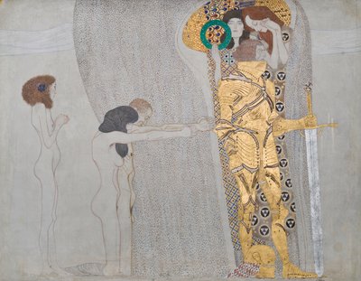 ベートーヴェンフリーズからの幸福への憧れ」、1902年 作： Gustav Klimt