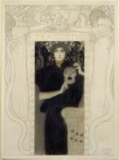 悲劇悲劇の寓意画のための習作（ペンとインク、ホワイトウォッシュ） 作： グスタフ・クリムト