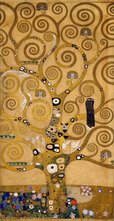 生命の樹（ストークレット・フリーズ）」左手の詳細 1905-09年頃（テンペラ＆水彩 作： Gustav Klimt