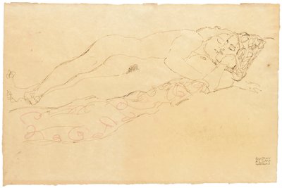2つのリクライニングヌード、1913年 作： Gustav Klimt