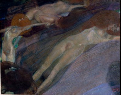 グスタフ・クリムト（1862-1918）の「水の戯れ」の絵。1898年 薄さ52x65cm Osterreichische Galerie Belvedere, Vienna. 作： Gustav Klimt