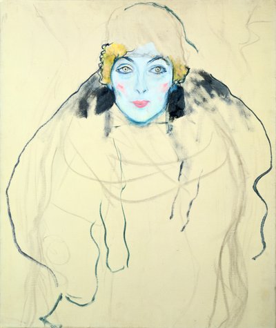 梨花の頭の女性の頭、1917 作： Gustav Klimt