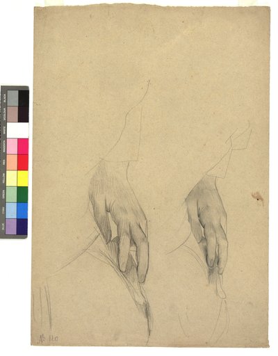 Zwei Handstudien, Finger ans Ohr gelegt 作： グスタフ・クリムト
