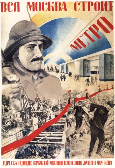 すべてのモスクワがメトロポスターを作成、1934年 作： Gustav Klutsis