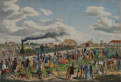 1839 年 9 月 1 日のミュンヘン - アウグスブルク鉄道の開通。 作： Gustav Kraus
