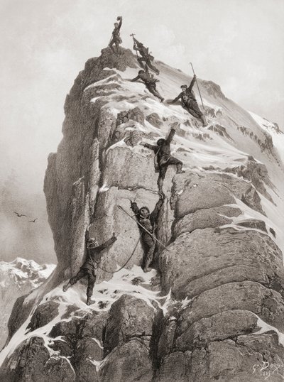 マッターホルンの初登頂(彫刻) 作： Gustave (after) Dore