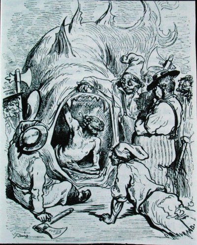 シャルル・ペロー（1628-1703）の「モンタハウゼン」の挿絵 1893年（彫刻版） 作： Gustave (after) Dore