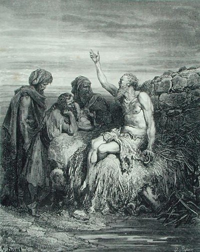 ヨブとその仲間たち」 J.レニエ作、1868年頃（エングレーヴィング） 作： Gustave (after) Dore