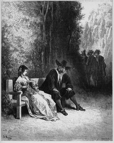 ジャン・ド・ラ・フォンテーヌ（ラフォンテーヌ）（1621-95）の「寓話」より「娘」-ギュスターヴ・ドーア（1832-83）の手によるエングレーヴィング-個人蔵 作： Gustave (after) Dore