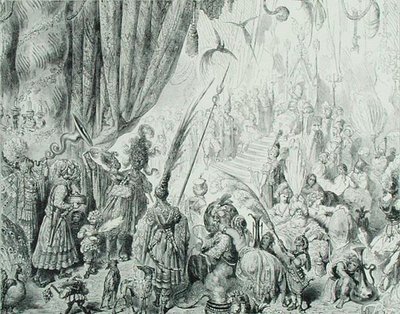 セレンディブ王の宮廷、1868年頃（彫刻） 作： Gustave (after) Dore