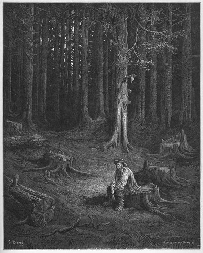 la foret et le bucheron - 森と木こり - Jean de La Fontaine (Lafontaine) (1621-95) の「寓話」より - Gustave Dore (1832-83) の後のエングレービング - 個人蔵 作： Gustave (after) Dore