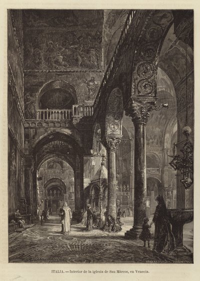 ヴェネツィアのサンマルコ寺院の内部 作： Gustave Bauernfeind