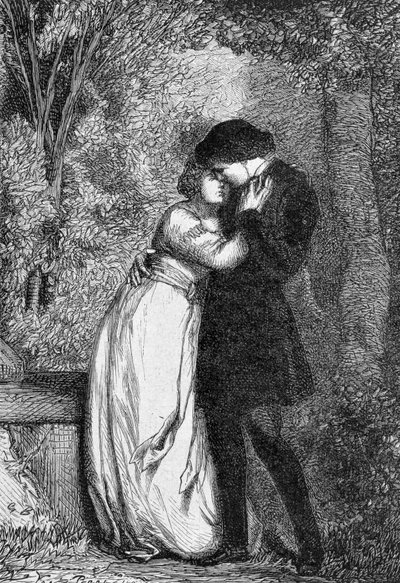 Cosette et son fiance Marius - in the "Les Miserables" by Victor Hugo, ill by Brion, ed. Hetzel and Lacroix 作： Gustave Brion