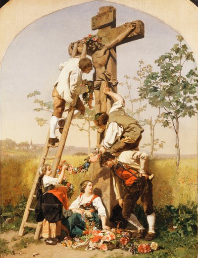 神社の装飾、1854 作： Gustave Brion