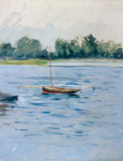 セーヌ川のアンカーでボート 作： Gustave Caillebotte