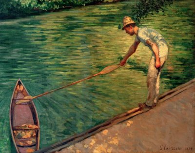 ボートに乗ってペリッサリーを持ち帰る 作： Gustave Caillebotte