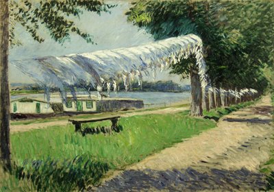 セーヌ河岸で洗濯物を干す、プチ・ジュヌヴィリエ 作： Gustave Caillebotte
