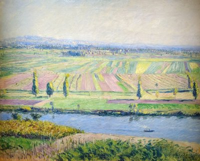フランス語  ジュヌヴィリエ平野 アルジャントゥイユの丘から見たジュヌヴィリエ平野 作： Gustave Caillebotte