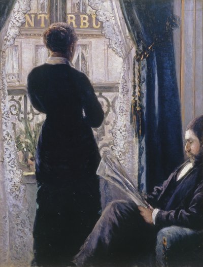 インテリア.窓辺の女 作： Gustave Caillebotte