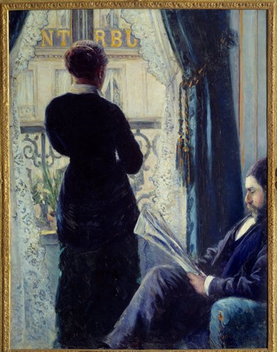 インテリア、窓際の女性 作： Gustave Caillebotte