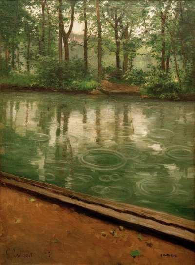 L&39;Yerres、雨の効果 作： Gustave Caillebotte