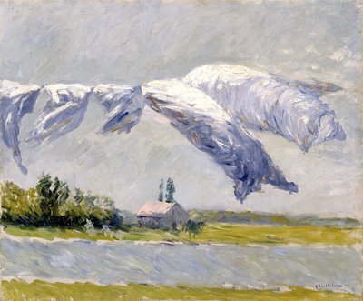 洗濯物干し、プチ・ジャンヌヴィリエ - Gustave Caillebotte（1848-1894）。油彩・キャンバス 作： Gustave Caillebotte