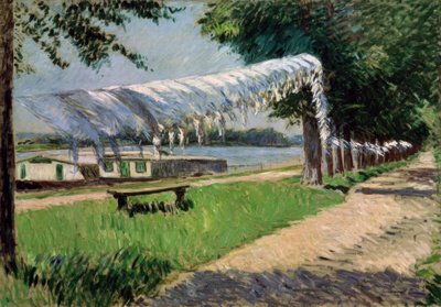 セーヌ川、プチジェヌヴィリエによる洗濯乾燥 作： Gustave Caillebotte