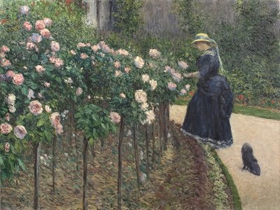 バラ、プチ・ジャンヌヴィリエの庭 - Gustave Caillebotte (1848-1894).油彩・キャンバス 作： Gustave Caillebotte