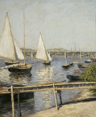 アルジャントゥイユでのセーリングボート、c。 1888 作： Gustave Caillebotte