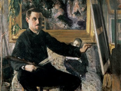 イーゼルの自画像、c.1879 作： Gustave Caillebotte