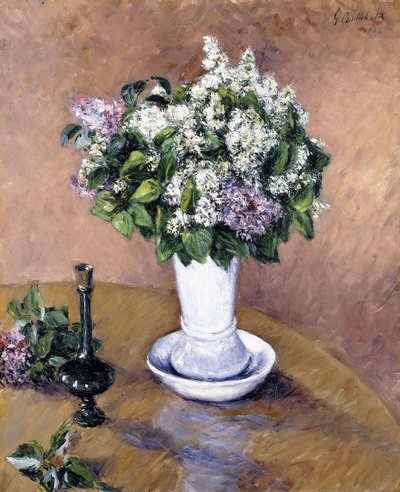 ライラックの花瓶のある静物、1883 作： Gustave Caillebotte