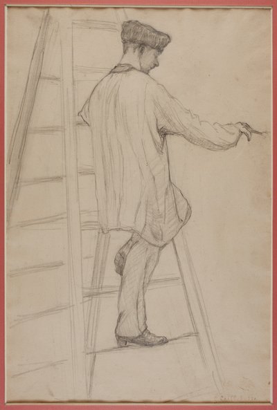 ペンキ職人のための勉強梯子の上の男 作： Gustave Caillebotte