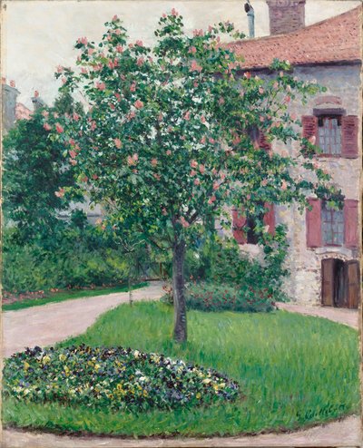 花咲く木」（1882年）。 作： Gustave Caillebotte