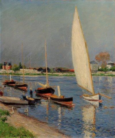 アルジャントゥイユのセーヌ川のヨット 作： Gustave Caillebotte