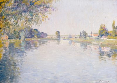 ポンドに向かってセーヌ川とアルジャントゥイユの銀行の眺め 作： Gustave Caillebotte