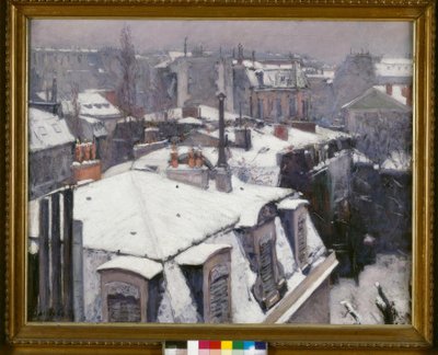 雪の下の屋根と呼ばれる屋根（雪効果）の表示 作： Gustave Caillebotte